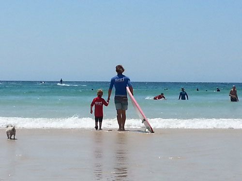 toddler learning to surf